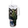 30 oz Insulated Stainless Steel Tumbler Double Wall Stainless Steel Tumbler with 2-Way Drinking Two Snowmen Pattern M501S