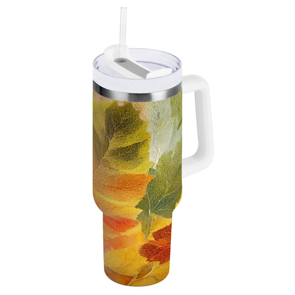 30 oz Insulated Stainless Steel Tumbler Double Wall Stainless Steel Tumbler with 2-Way Drinking Various Shades Autumn Leaves M590N