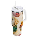 30 oz Insulated Stainless Steel Tumbler Double Wall Stainless Steel Tumbler with 2-Way Drinking Watercolor Animals Pattern M618Q