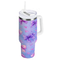 30 oz Insulated Stainless Steel Tumbler Double Wall Stainless Steel Tumbler with 2-Way Drinking Watercolor Bows Pattern M627P