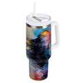 30 oz Insulated Stainless Steel Tumbler Double Wall Stainless Steel Tumbler with 2-Way Drinking Watercolor Calico Cat M465U