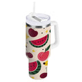 30 oz Insulated Stainless Steel Tumbler Double Wall Stainless Steel Tumbler with 2-Way Drinking Watermelon and Cherries M579U