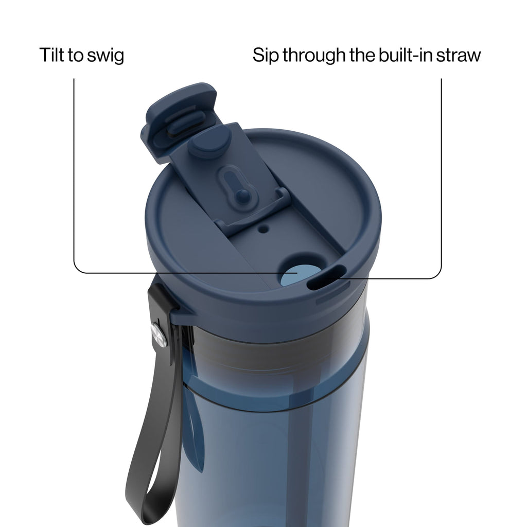 Contigo DualSip Leakproof Plastic Reusable Water Bottle with Carrying Strap, Cream/Clear, 28 oz M36N