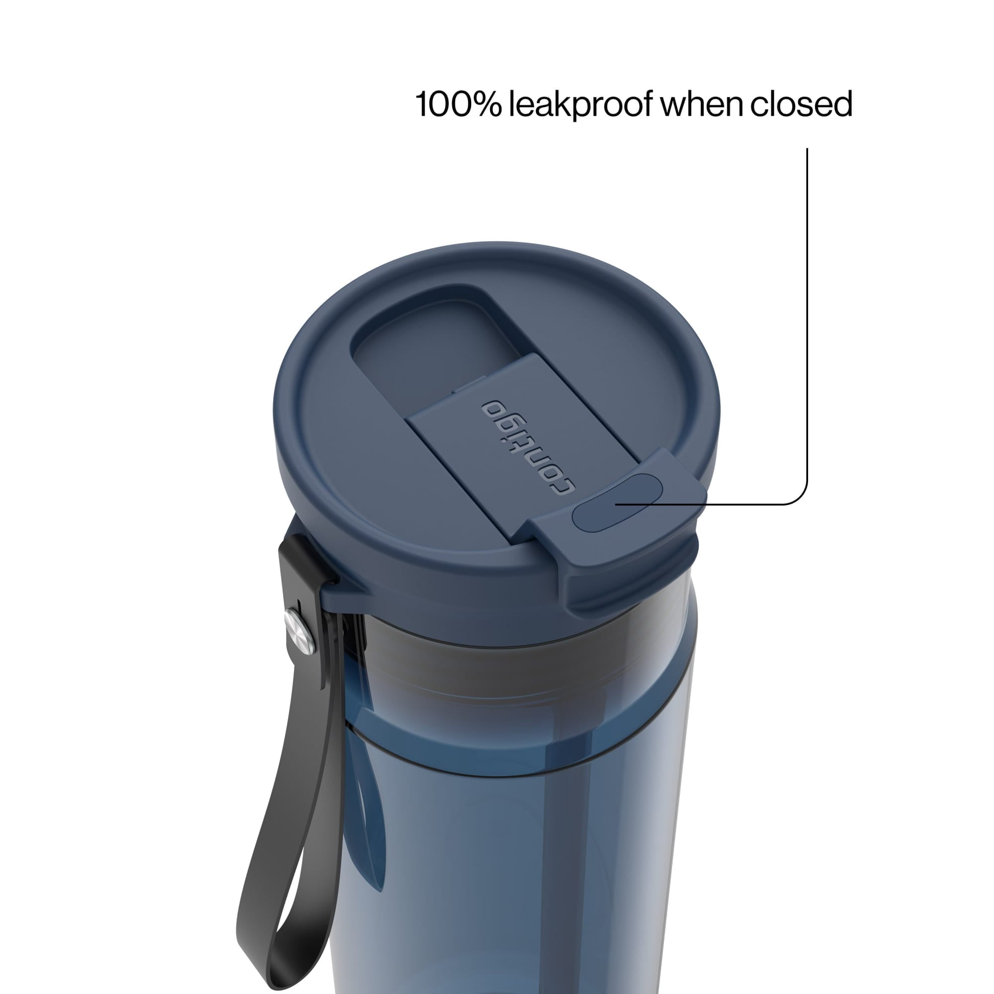Contigo DualSip Leakproof Plastic Reusable Water Bottle with Carrying Strap, Cream/Clear, 28 oz M36N