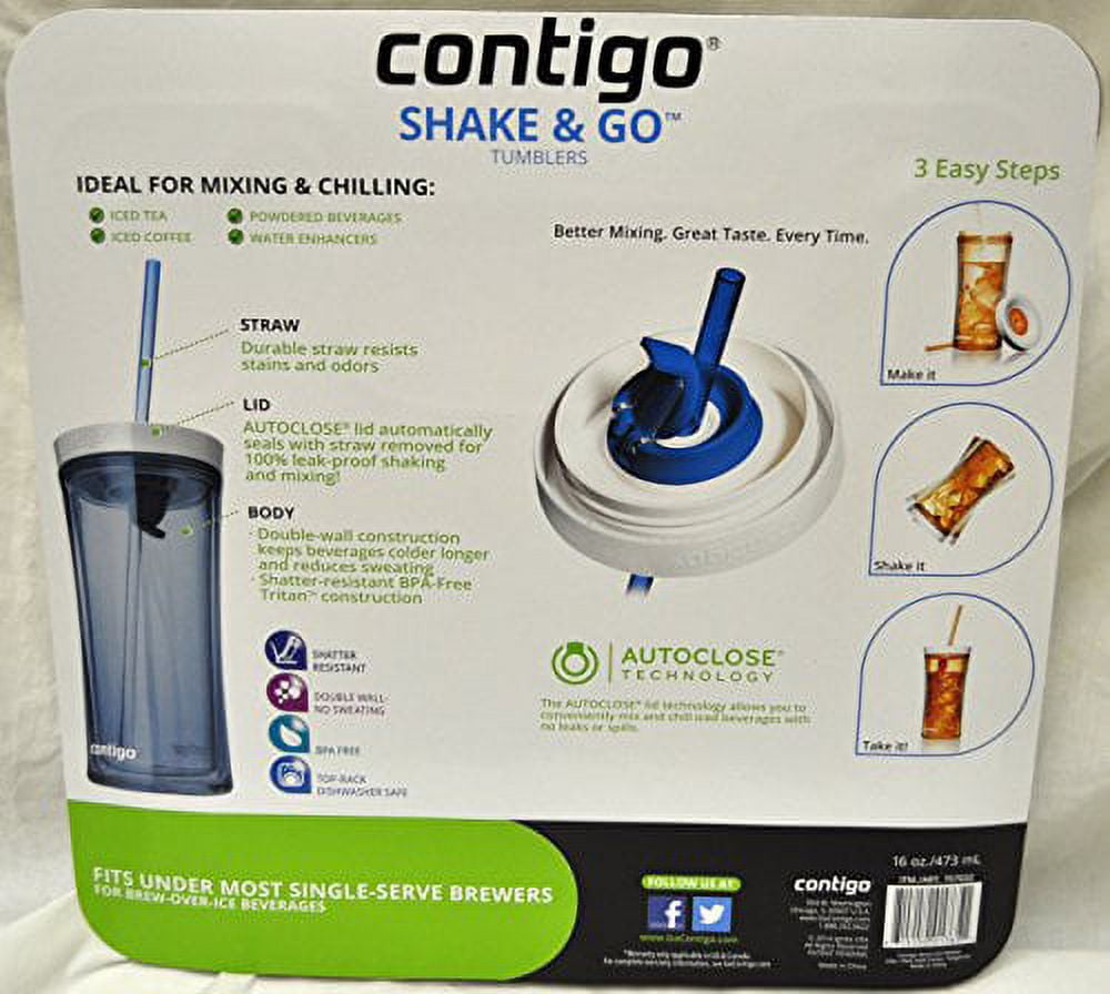 Contigo Shake &amp; Go Plastic Tumblers - Set of 3 (Lavender Orange &amp; Clear) M89Y