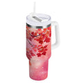 30 oz Insulated Stainless Steel Tumbler Double Wall Stainless Steel Tumbler with 2-Way Drinking Watercolor Red Maple Leaves M472A