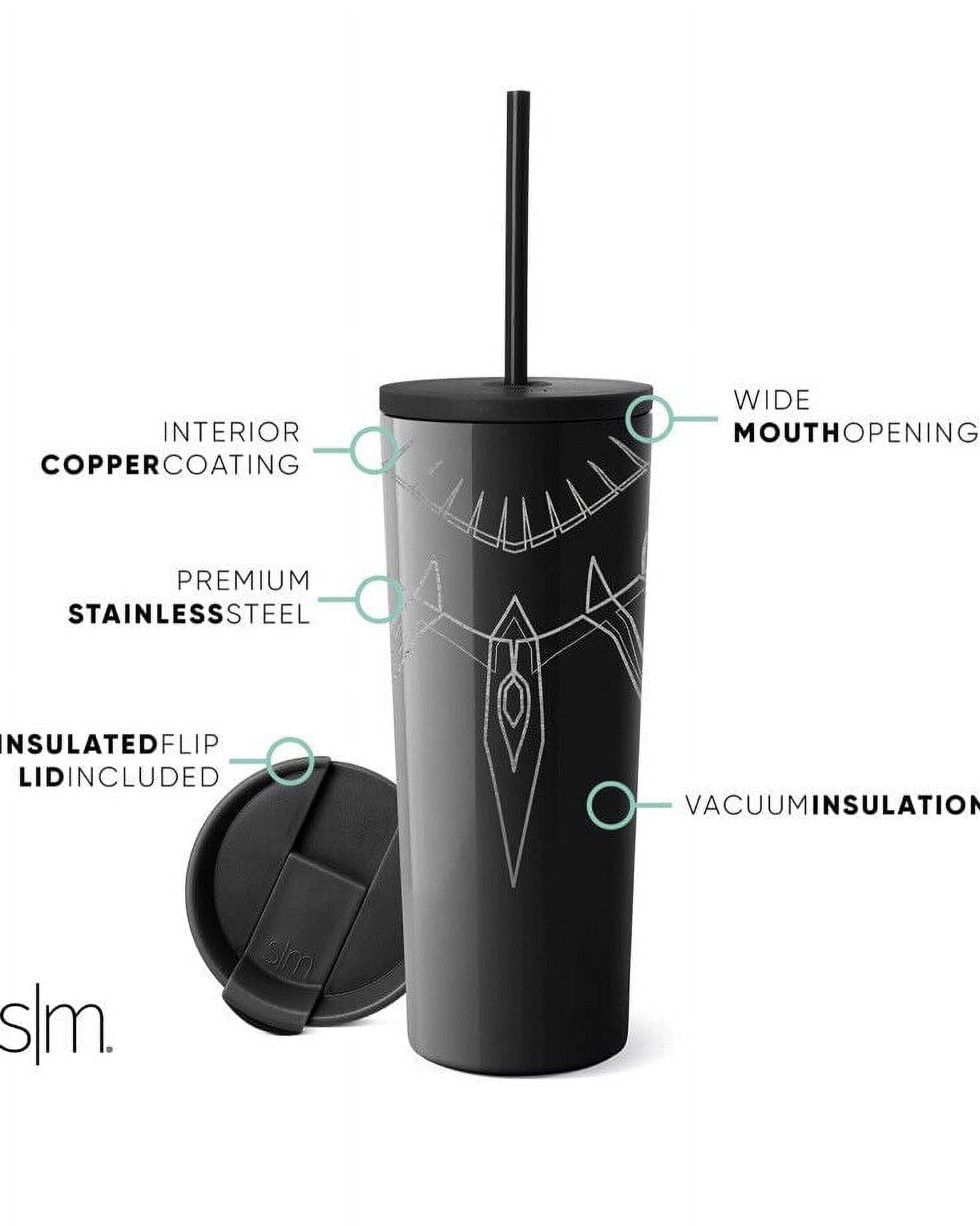 Simple Modern Insulated Black Panther 24oz  Tumbler W/Flip Lid and Straw Lid M436G