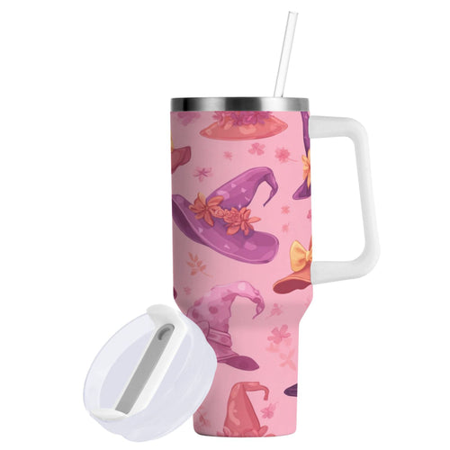 30 oz Insulated Stainless Steel Tumbler Double Wall Stainless Steel Tumbler with 2-Way Drinking Colorful Hat Pattern M543L