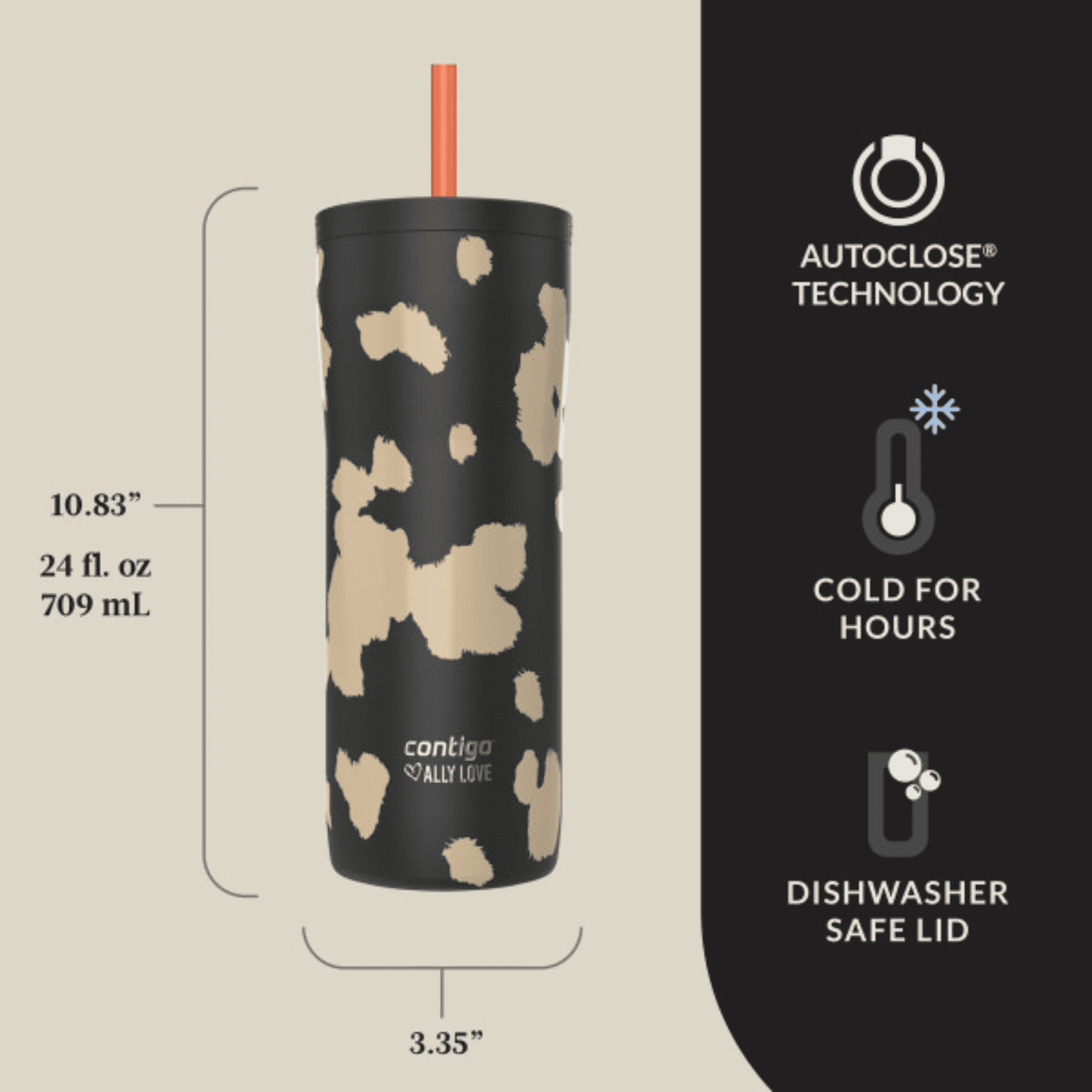 Contigo x Ally Love Streeterville 2.0 Stainless Steel Tumbler with Straw, 24 oz, Stellar Jay M112S