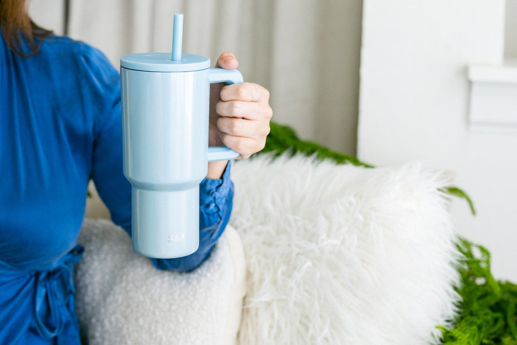 Simple Modern 30 fl oz Insulated Stainless Steel Trek Tumbler with Straw Lid | Seaglass Sage and Cream Checkmate M690P