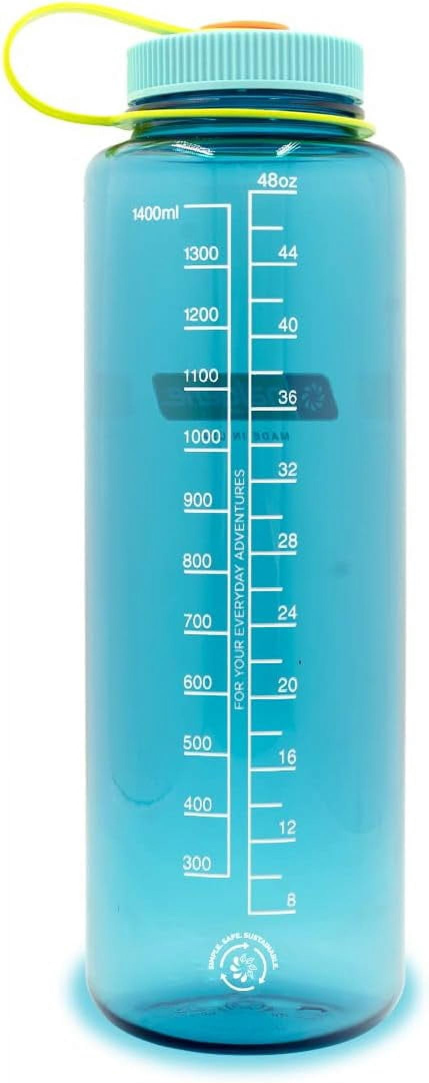 Nalgene Sustain Tritan BPA-Free Water Bottle Made with Material Derived from 50% Plastic Waste (using ISCC certified mass balance), 48 OZ, Wide Mouth, Blue M147S