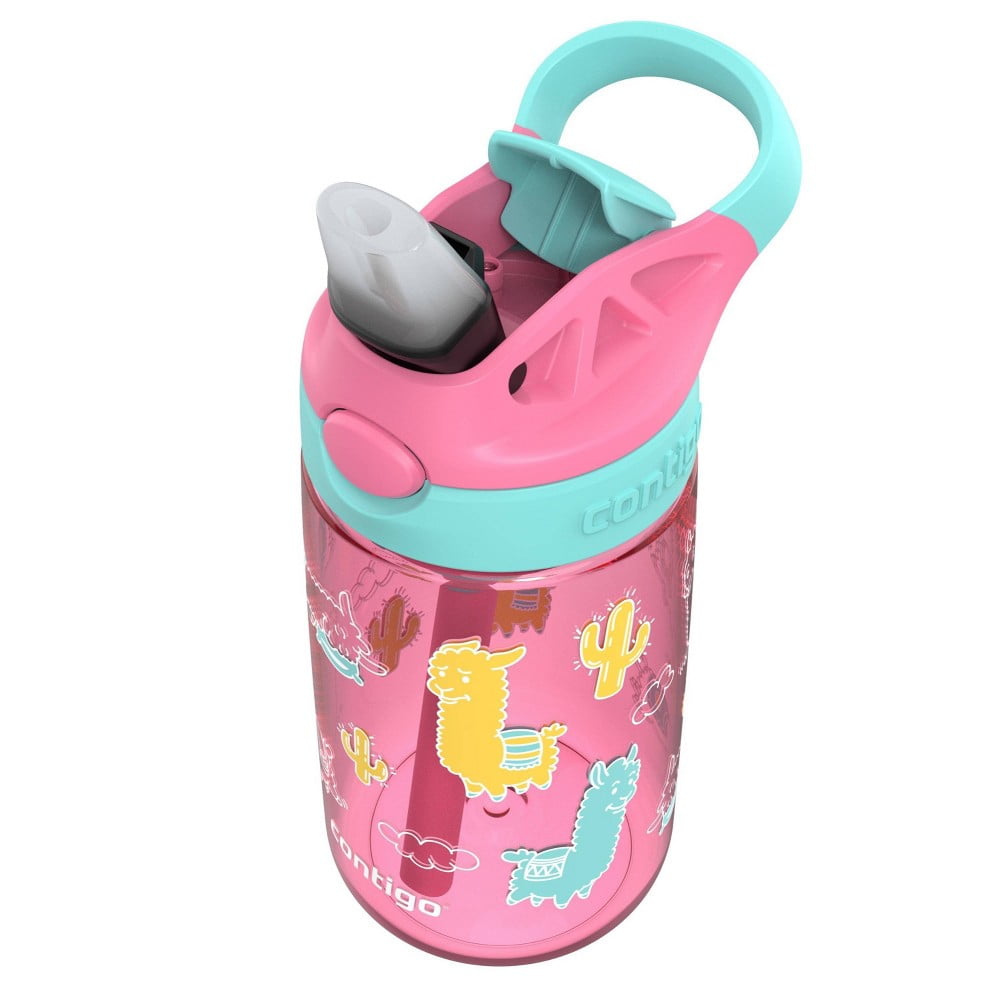 Contigo 14oz Kids' Water Bottle with Redesigned AutoSpout Straw Azalea Jade Vine with Llamas M26L
