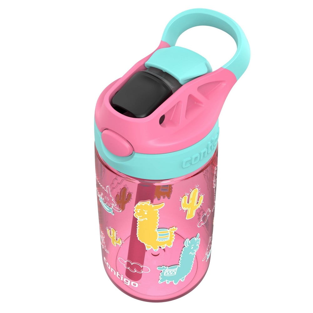 Contigo 14oz Kids' Water Bottle with Redesigned AutoSpout Straw Azalea Jade Vine with Llamas M26L