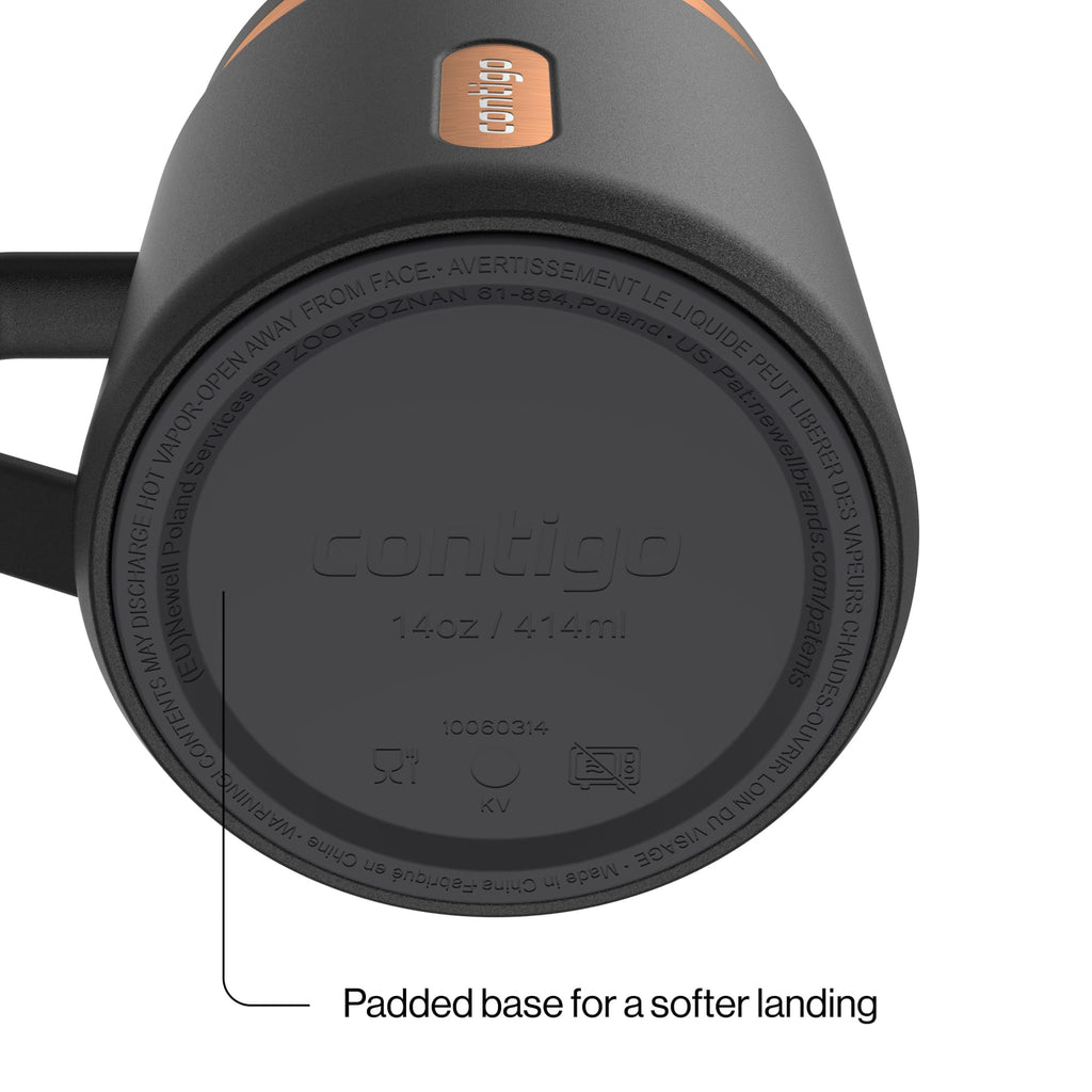 Contigo SnapSeal Leakproof Stainless Steel Reusable Travel Tumbler,Black/Bronze, 14 oz M27E