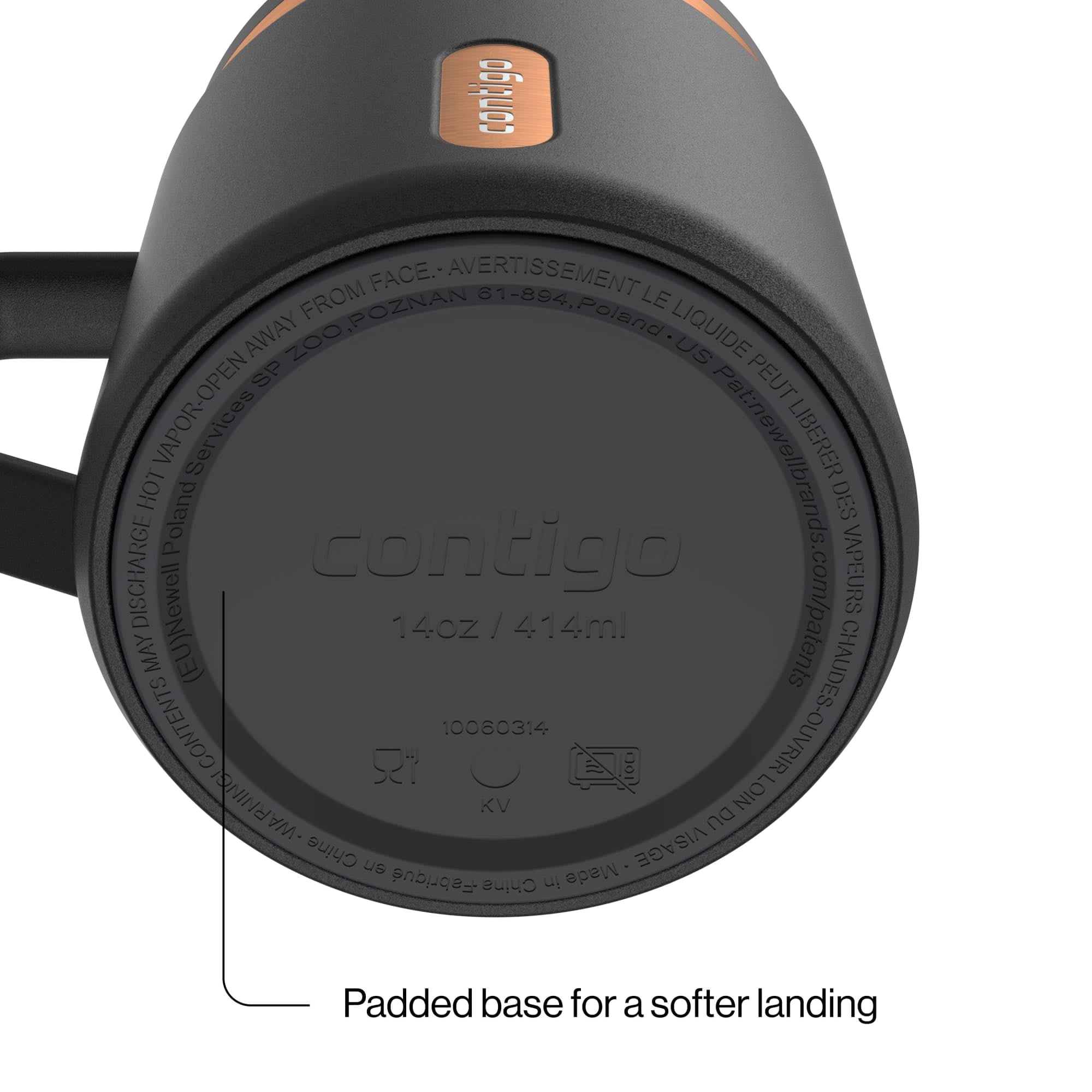 Contigo SnapSeal Leakproof Stainless Steel Reusable Travel Tumbler,Black/Bronze, 14 oz M27E