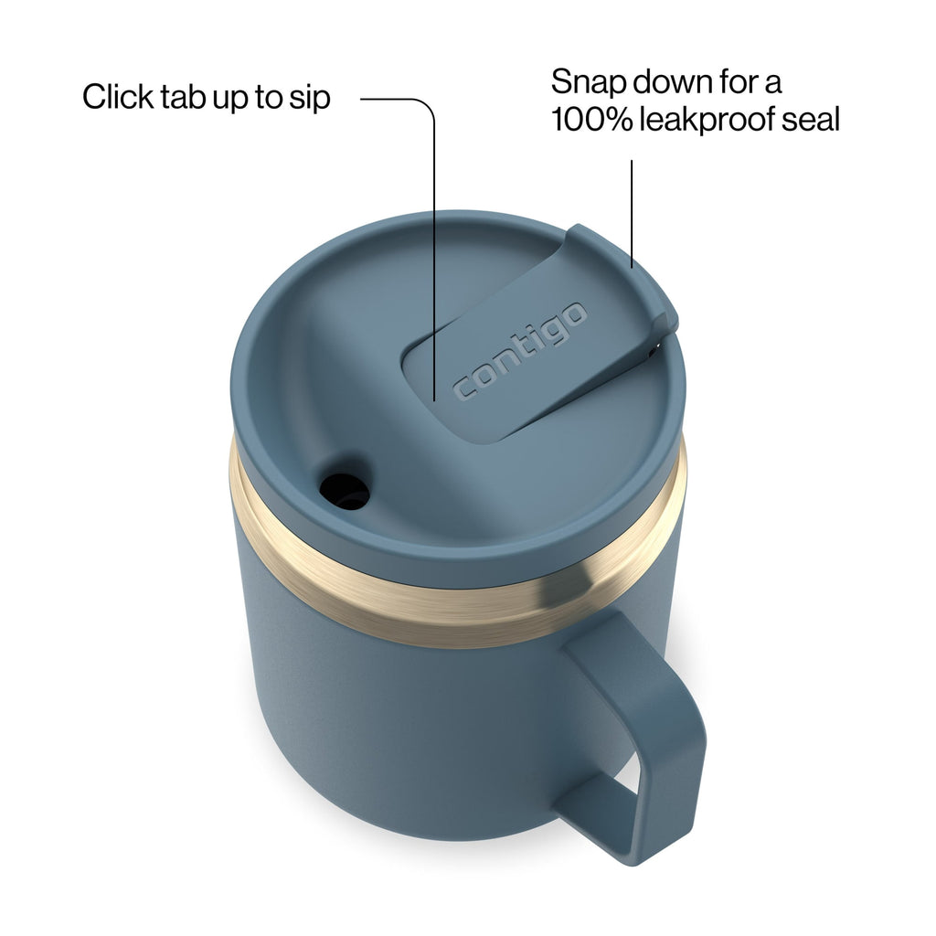 Contigo SnapSeal Leakproof Stainless Steel Reusable Travel Tumbler,Black/Bronze, 14 oz M27E