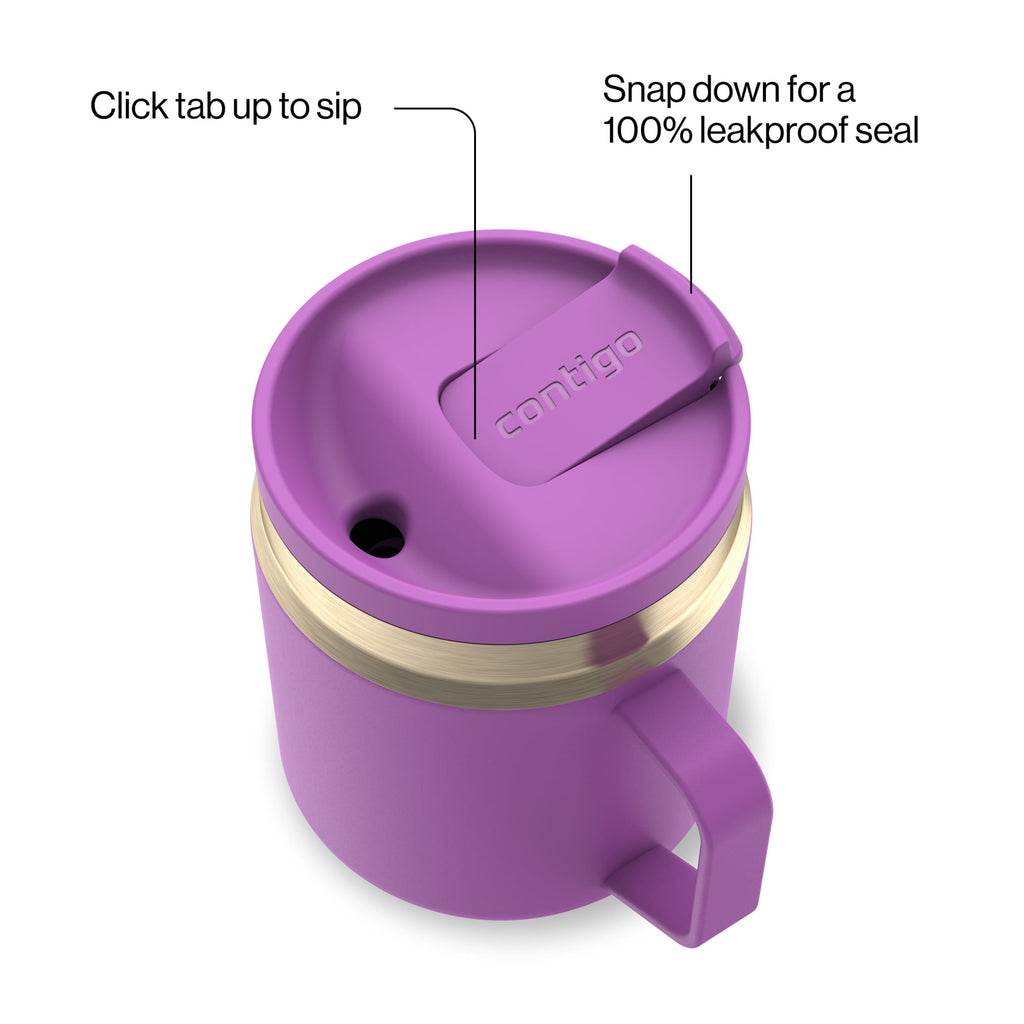 Contigo SnapSeal Leakproof Stainless Steel Reusable Travel Tumbler,Black/Bronze, 14 oz M27E