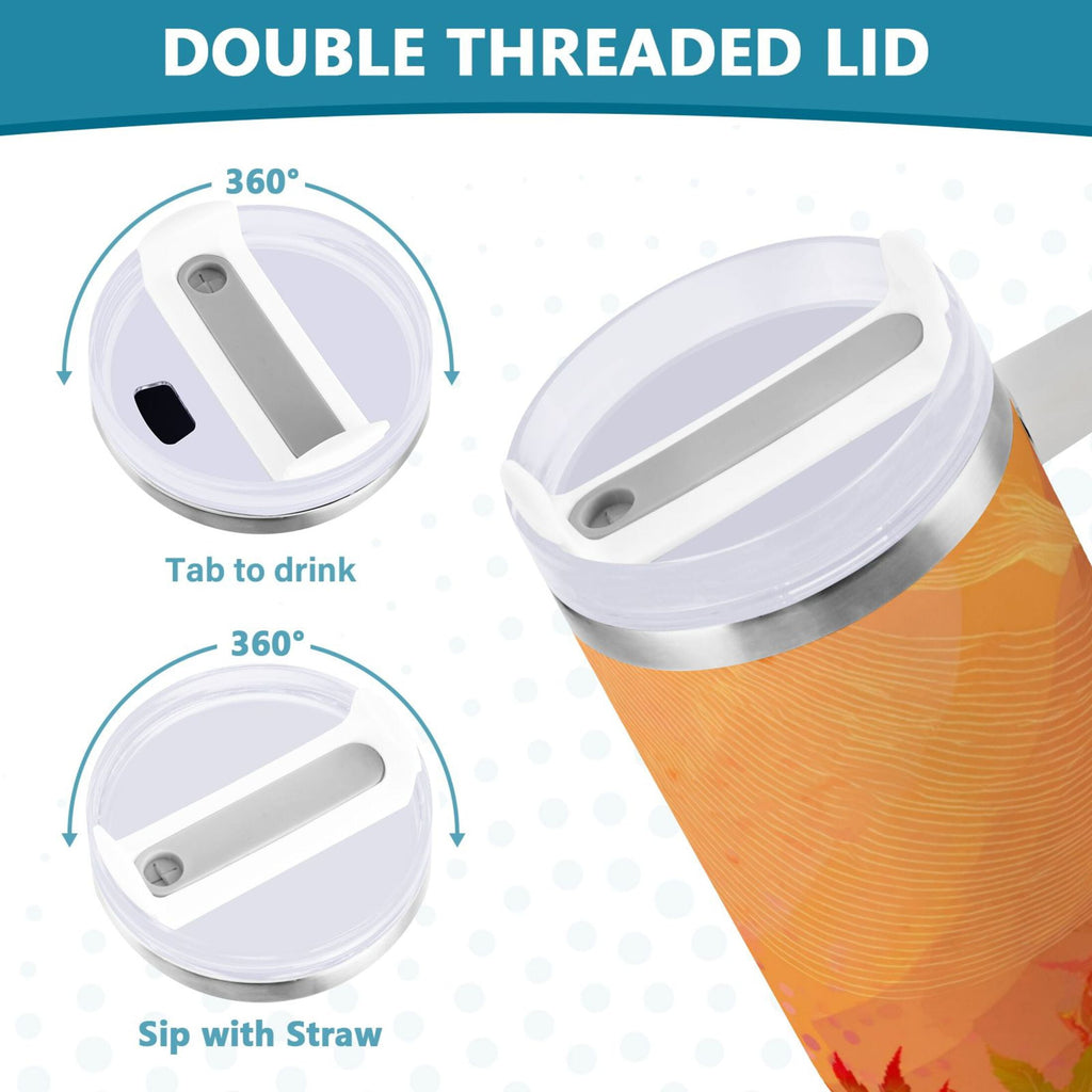 40 oz Insulated Stainless Steel Tumbler Double Wall Stainless Steel Tumbler with 2-Way Drinking Red Maple Leaves in Autumn M475W