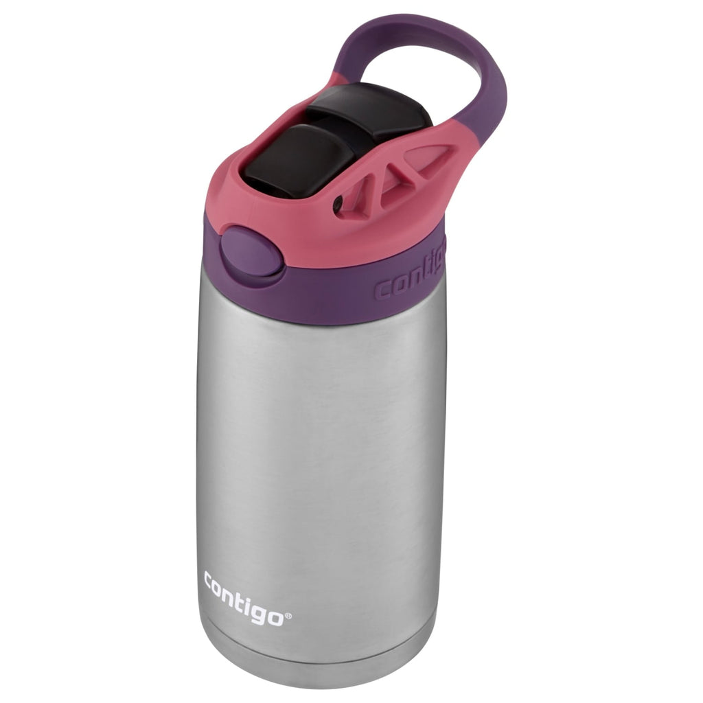 Contigo Kids Stainless Steel Water Bottle with Redesigned AUTOSPOUT Straw Lid Eggplant and Punch, 13 fl oz. M116N
