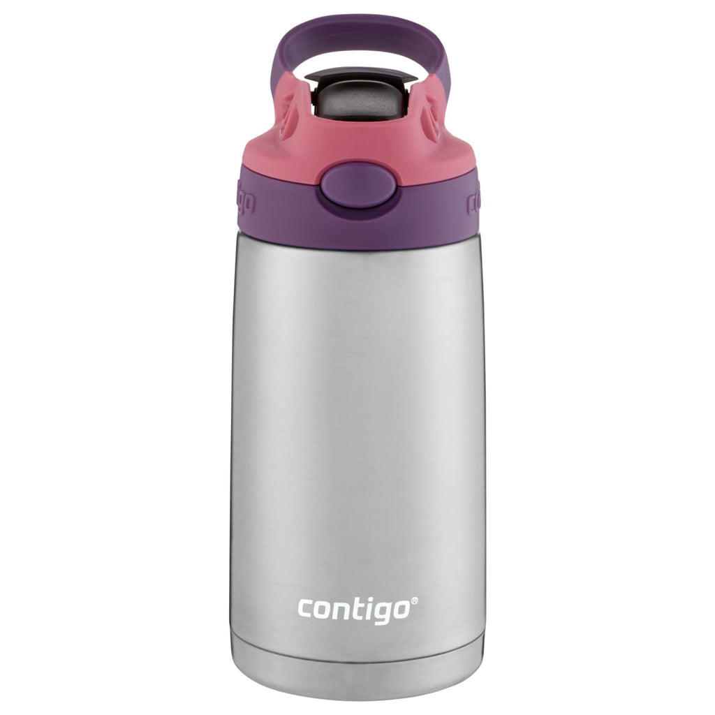 Contigo Kids Stainless Steel Water Bottle with Redesigned AUTOSPOUT Straw Lid Eggplant and Punch, 13 fl oz. M116N