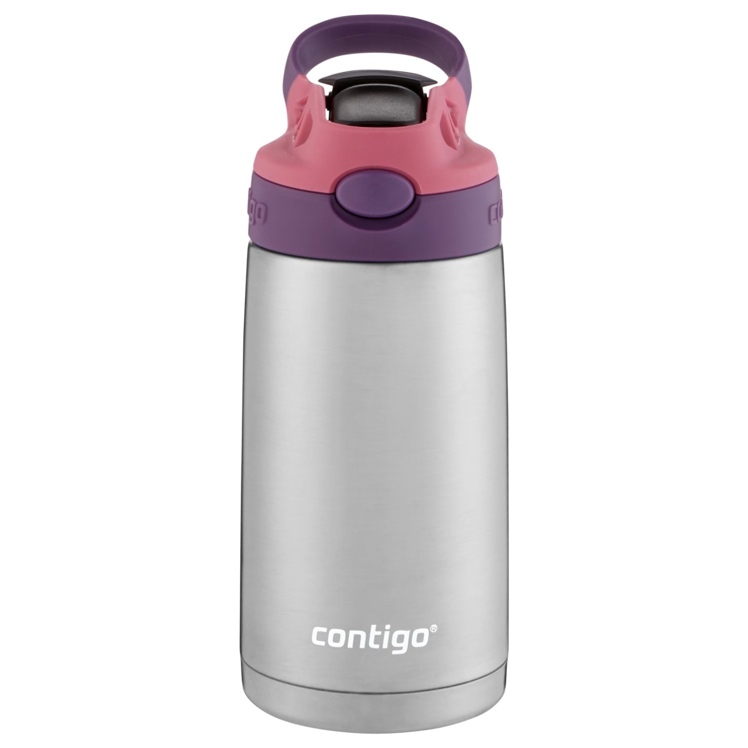 Contigo Kids Stainless Steel Water Bottle with Redesigned AUTOSPOUT Straw Lid Eggplant and Punch, 13 fl oz. M116N