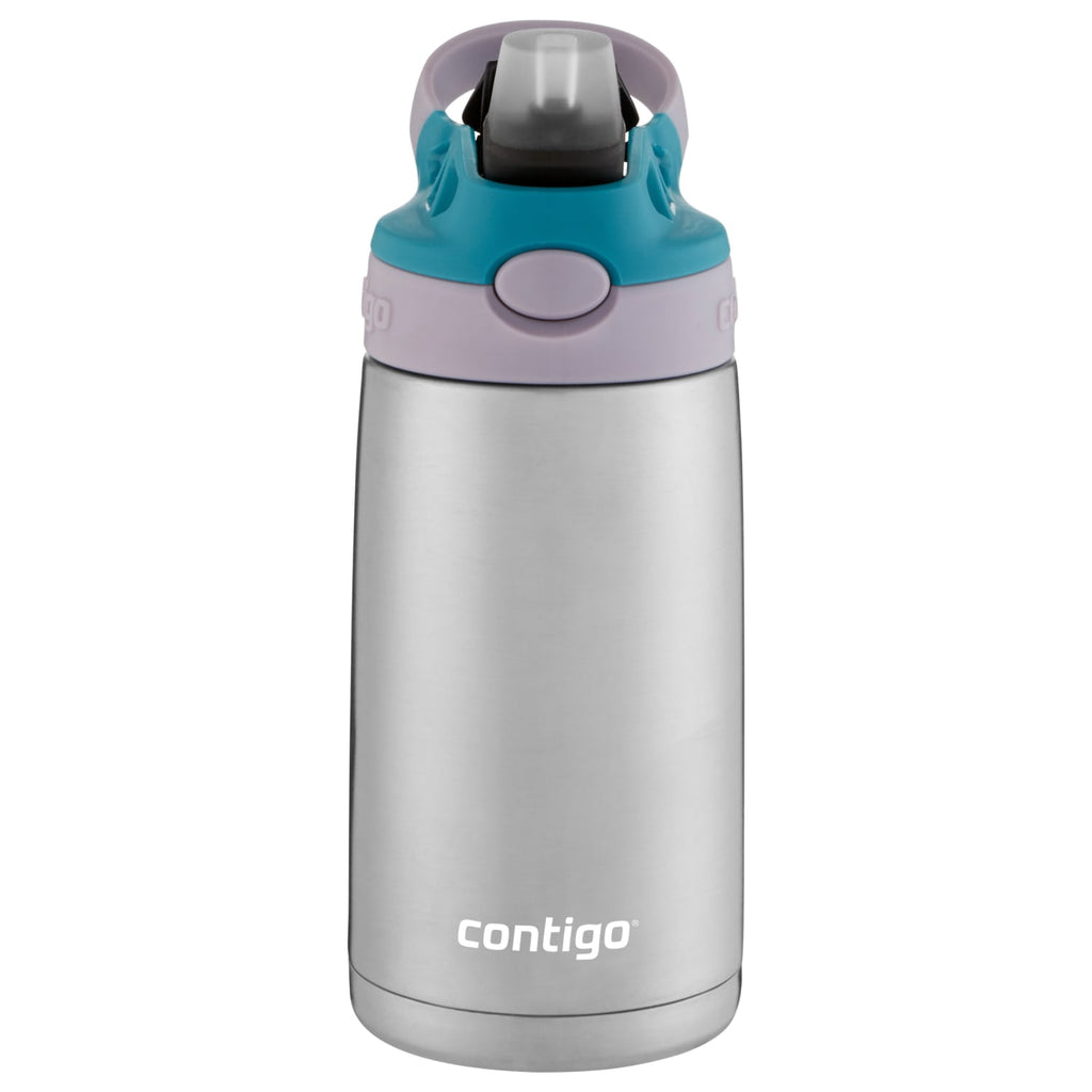 Contigo Kids Stainless Steel Water Bottle with Redesigned AUTOSPOUT Straw Lid Eggplant and Punch, 13 fl oz. M116N