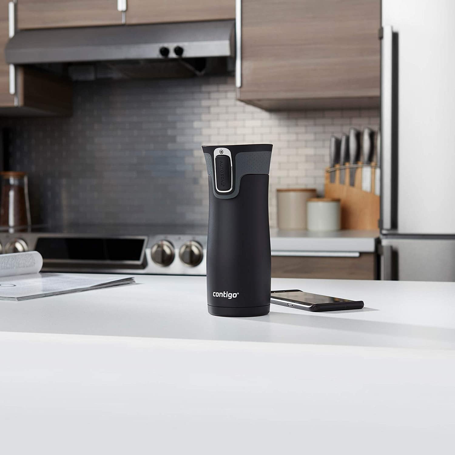 Contigo AUTOSEAL West Loop 2.0 Travel Mug, 16 oz., Stainless Steel with Black Button M98B