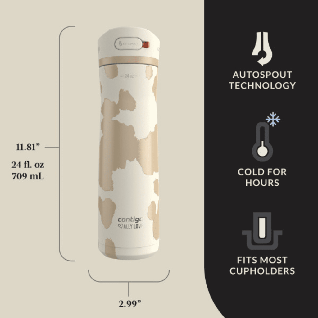 Contigo x Ally Love Ashland Chill 2.0 Stainless Steel Water Bottle with Autospout Lid, 24 oz, Oatmilk M92V