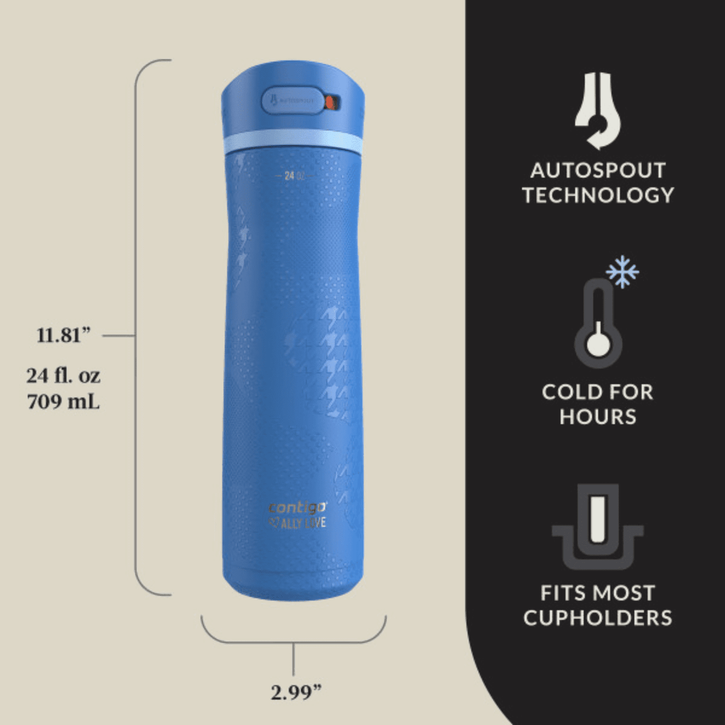 Contigo x Ally Love Ashland Chill 2.0 Stainless Steel Water Bottle with Autospout Lid, 24 oz, Oatmilk M92V