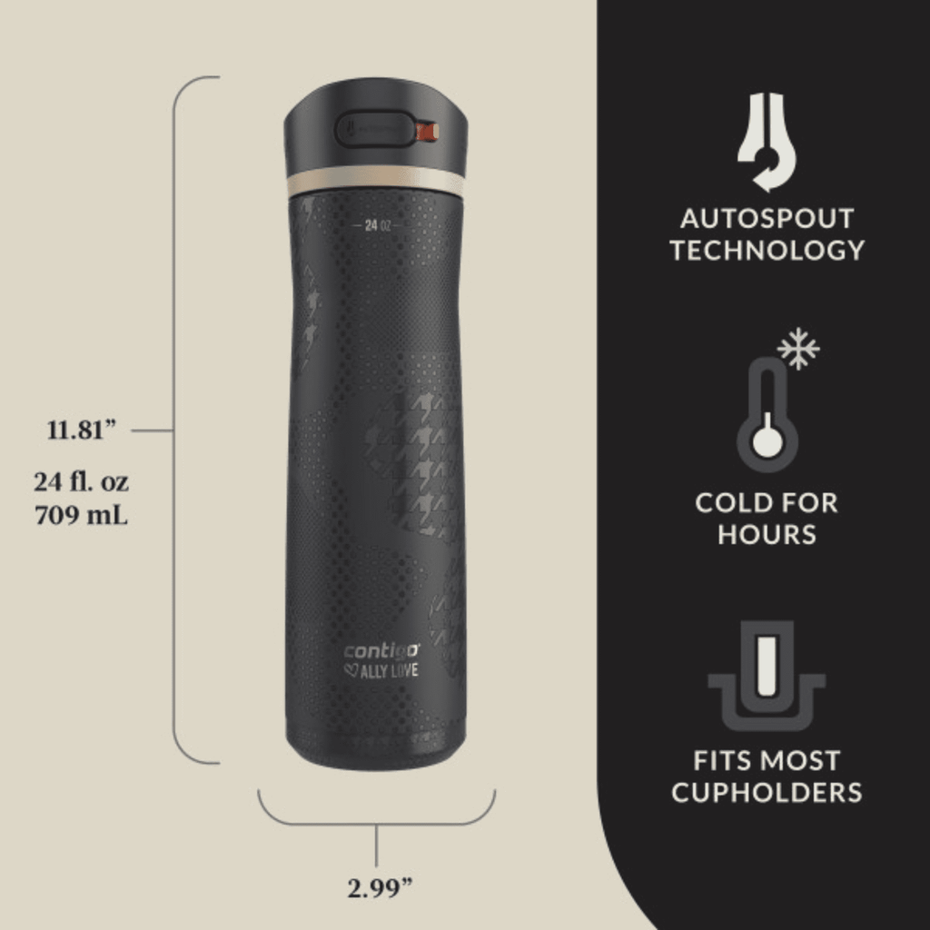 Contigo x Ally Love Ashland Chill 2.0 Stainless Steel Water Bottle with Autospout Lid, 24 oz, Oatmilk M92V