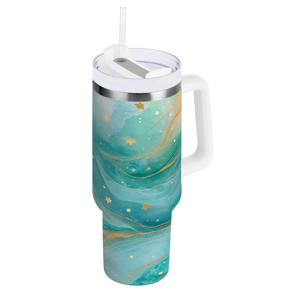 40 oz Insulated Stainless Steel Tumbler Double Wall Stainless Steel Tumbler with 2-Way Drinking Beautiful Watercolor Stars M530N
