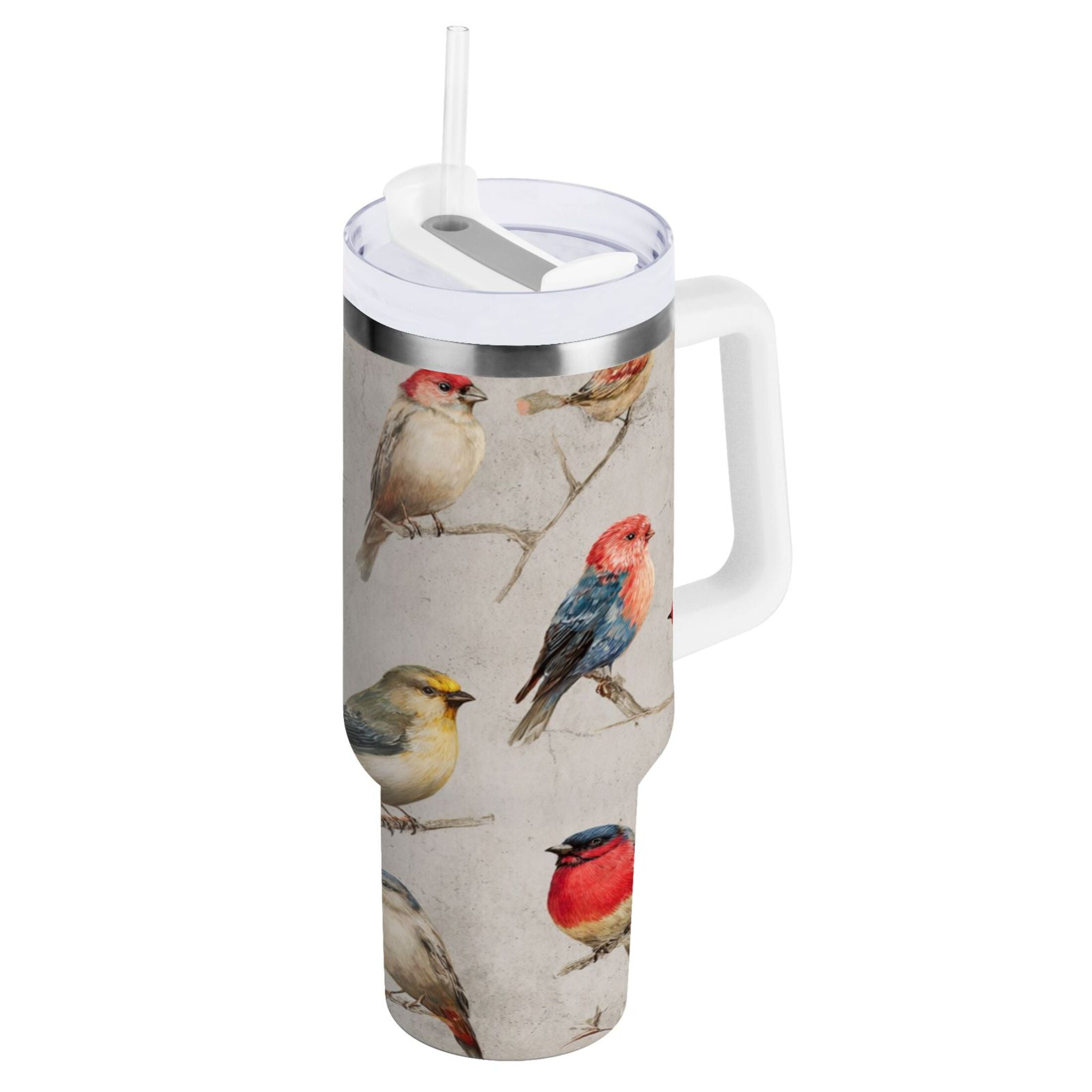 40 oz Insulated Stainless Steel Tumbler Double Wall Stainless Steel Tumbler with 2-Way Drinking Birds Pattern M612W