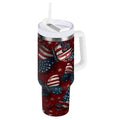 40 oz Insulated Stainless Steel Tumbler Double Wall Stainless Steel Tumbler with 2-Way Drinking Butterfly with National Flag M517S