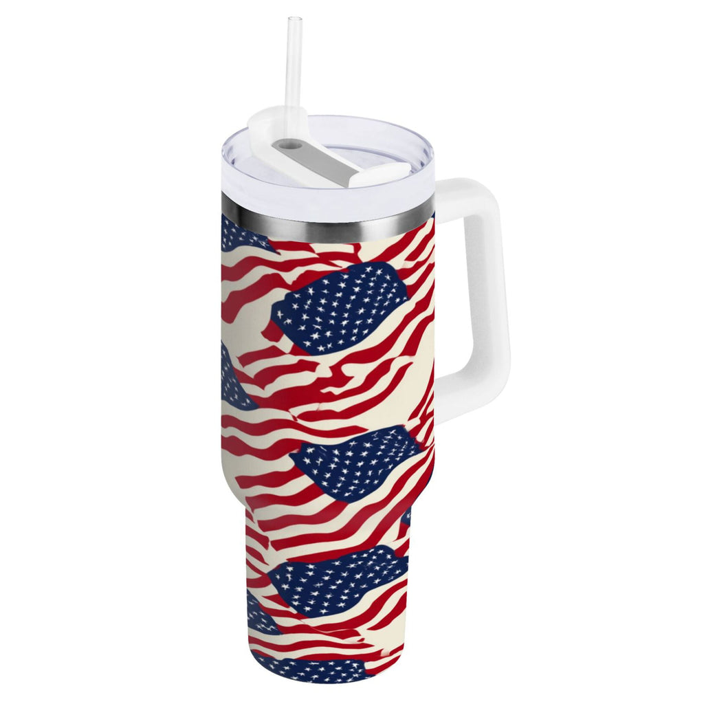 40 oz Insulated Stainless Steel Tumbler Double Wall Stainless Steel Tumbler with 2-Way Drinking Flags Abstract Design M607B