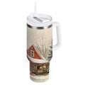 40 oz Insulated Stainless Steel Tumbler Double Wall Stainless Steel Tumbler with 2-Way Drinking House with Snow-covered Roof M674M