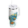 40 oz Insulated Stainless Steel Tumbler Double Wall Stainless Steel Tumbler with 2-Way Drinking Intricately Butterfly M484D