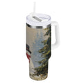 40 oz Insulated Stainless Steel Tumbler Double Wall Stainless Steel Tumbler with 2-Way Drinking Moody Snowman Couple M671K