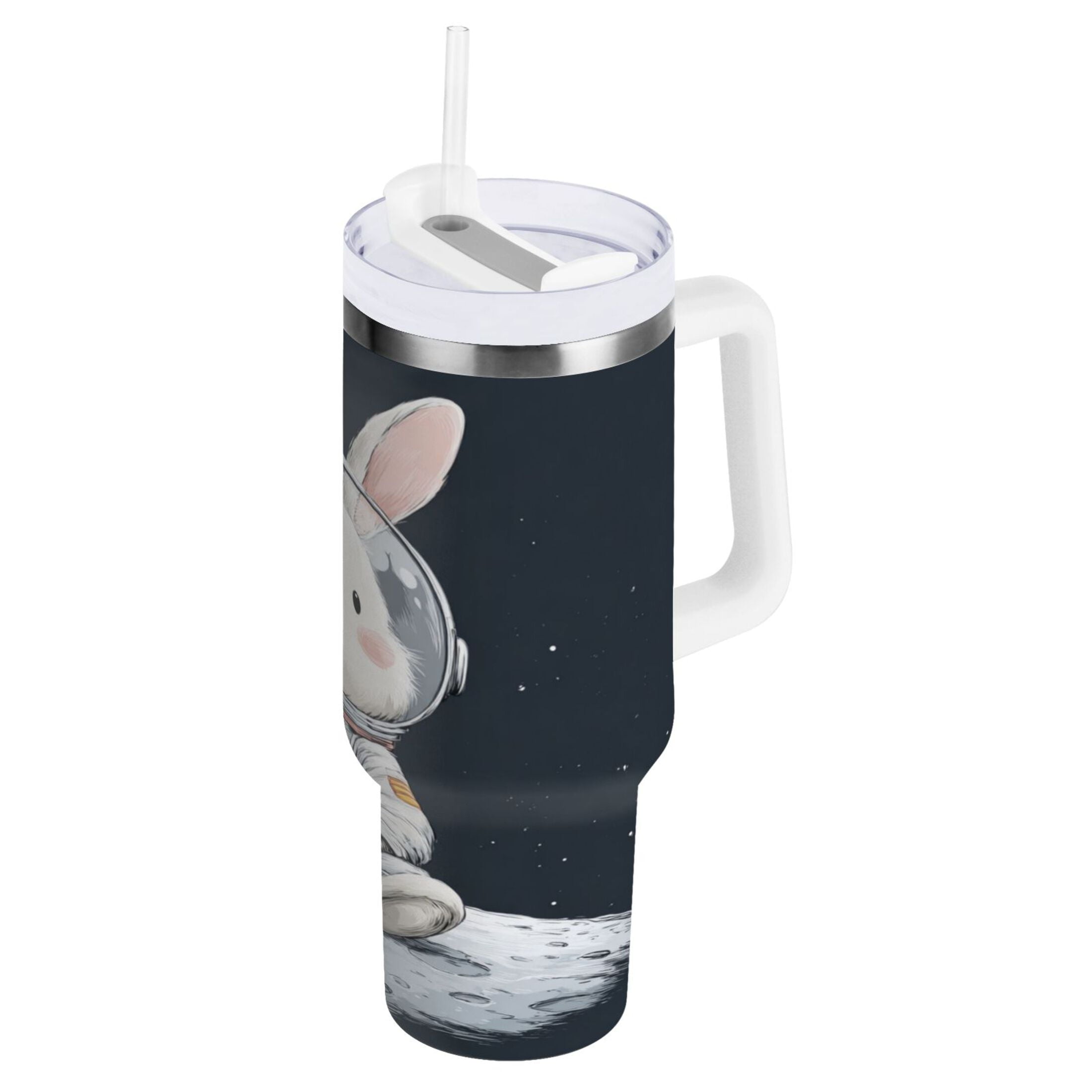 40 oz Insulated Stainless Steel Tumbler Double Wall Stainless Steel Tumbler with 2-Way Drinking Rabbit in A Space M673Y