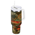 40 oz Insulated Stainless Steel Tumbler Double Wall Stainless Steel Tumbler with 2-Way Drinking Red Mushrooms M505K