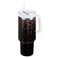 40 oz Insulated Stainless Steel Tumbler Double Wall Stainless Steel Tumbler with 2-Way Drinking Rose Gold Glitter M589E