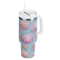 40 oz Insulated Stainless Steel Tumbler Double Wall Stainless Steel Tumbler with 2-Way Drinking Seashells and Pearls Pattern M569M