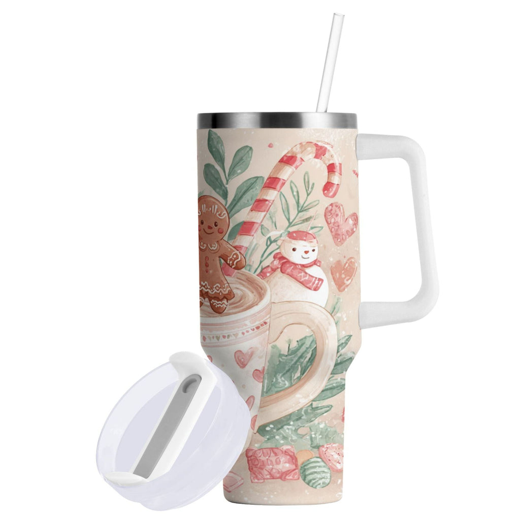30 oz Insulated Stainless Steel Tumbler Double Wall Stainless Steel Tumbler with 2-Way Drinking Cute Christmas Design M600M
