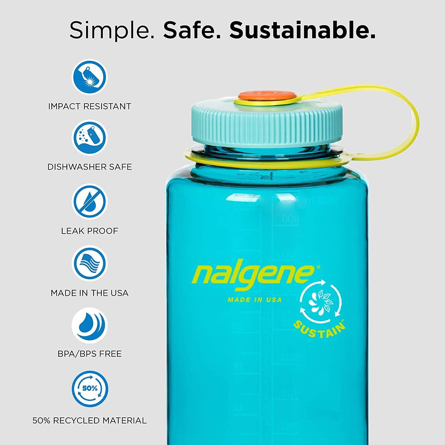 Nalgene Sustain 32 oz. Wide Mouth Water Bottle - Indigo M136C