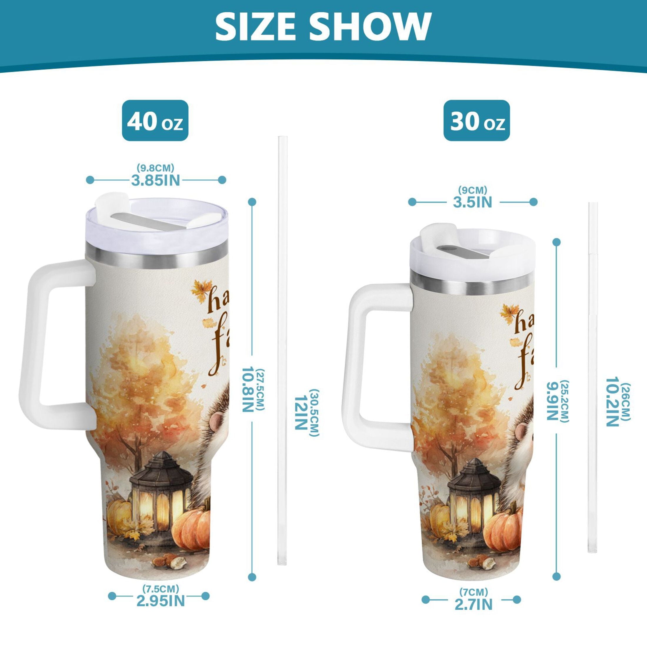 30 oz Insulated Stainless Steel Tumbler Double Wall Stainless Steel Tumbler with 2-Way Drinking Cute Little Hedgehog M625Z