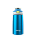 Kids Water Bottle with Straw 13 oz Autospout, Easy Clean Lid, Pop Up Spill Proof Valve, Durable BPA Free Plastic, for School Sports Travel, Blue M60D