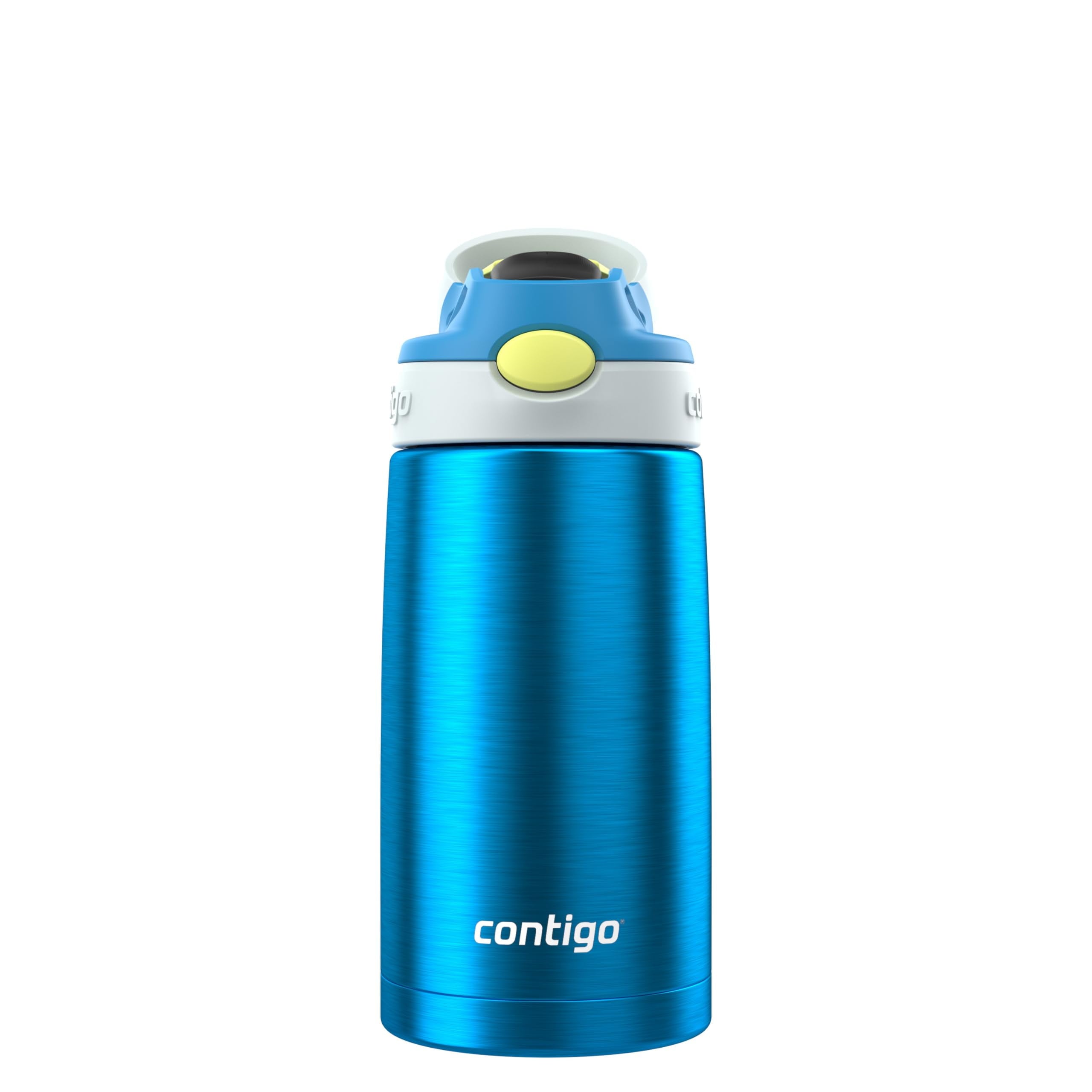 Kids Water Bottle with Straw 13 oz Autospout, Easy Clean Lid, Pop Up Spill Proof Valve, Durable BPA Free Plastic, for School Sports Travel, Blue M60D
