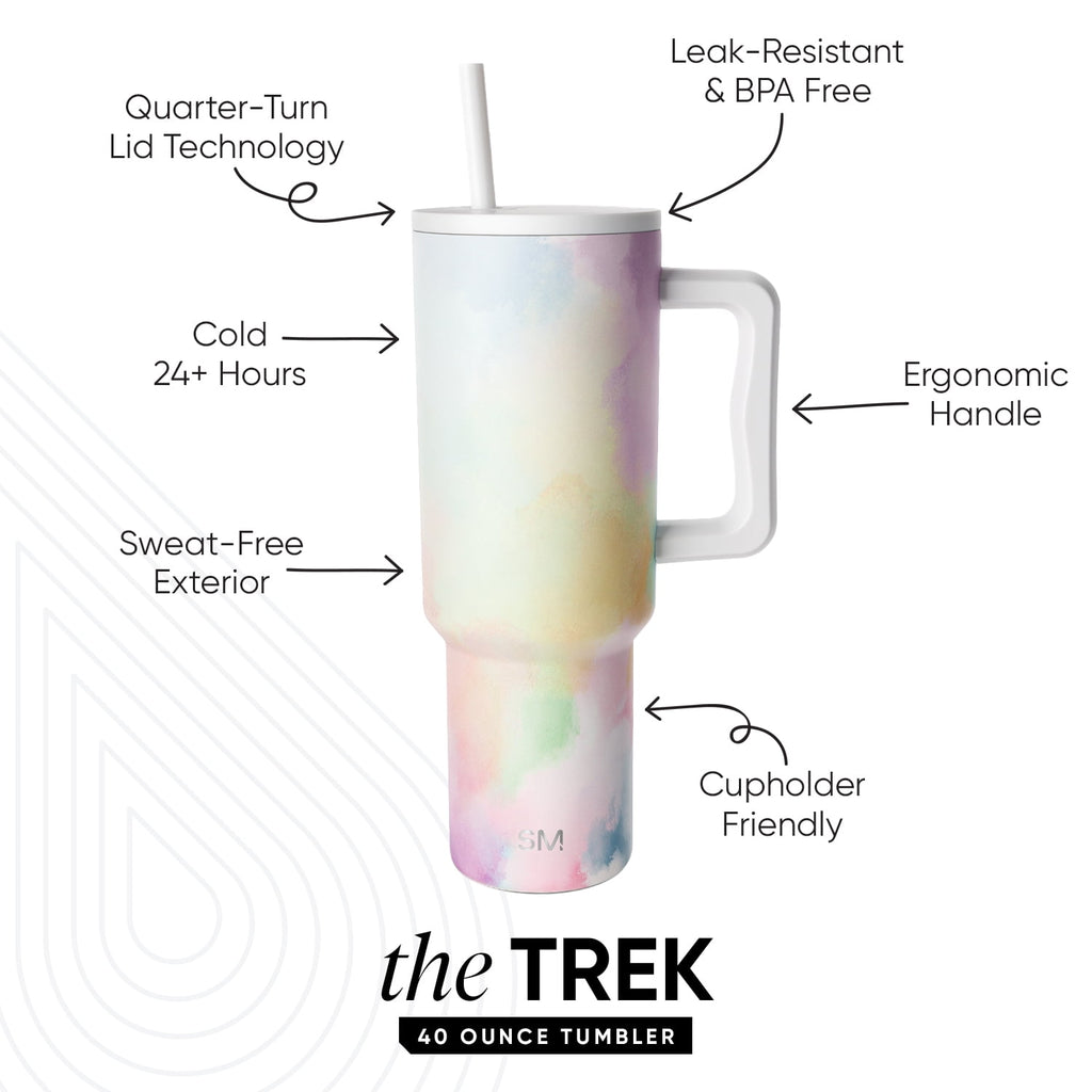 Simple Modern 40 fl oz Insulated Stainless Steel Trek Tumbler with Straw Lid | Blush M392T
