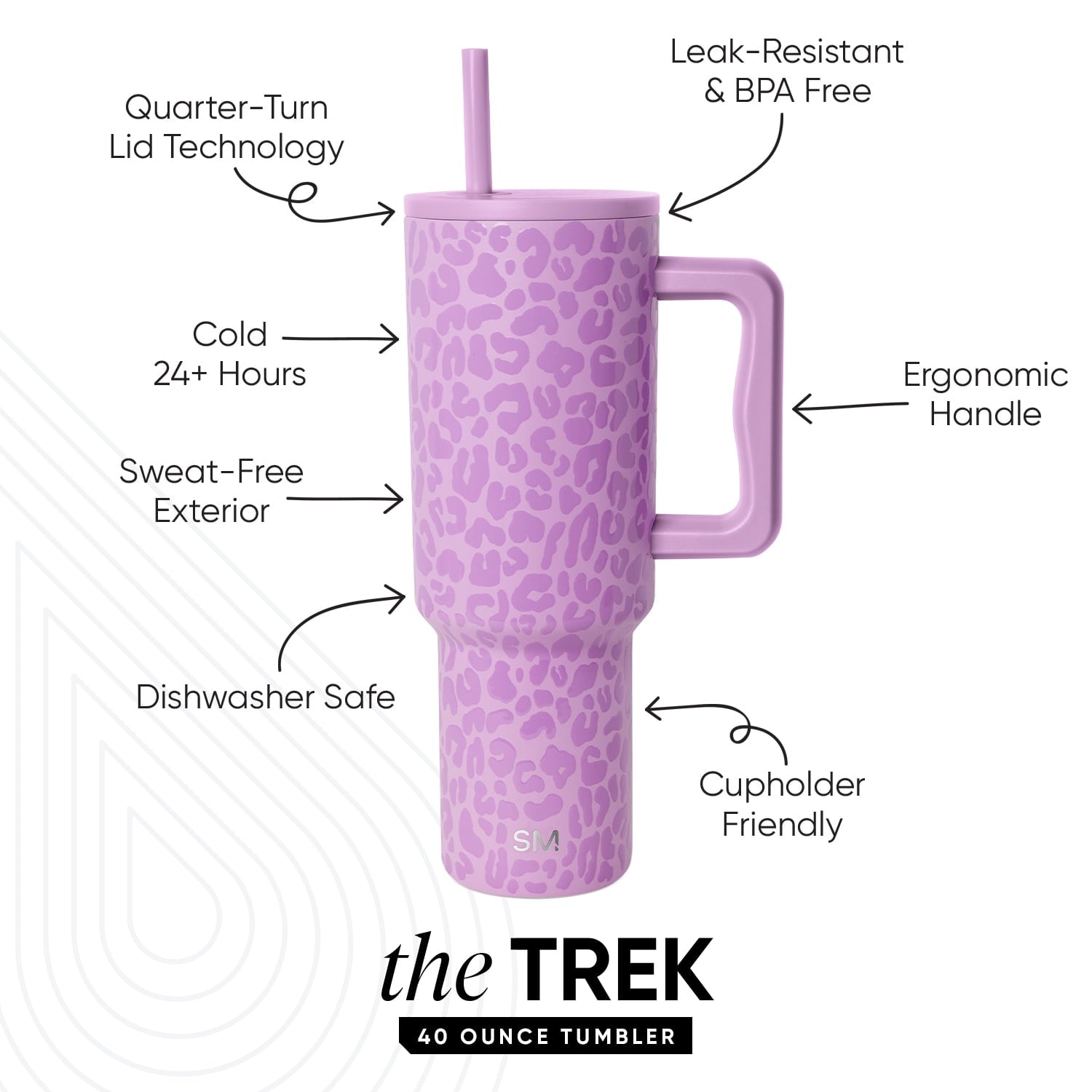 Simple Modern 40 fl oz Insulated Stainless Steel Trek Tumbler with Straw Lid | Blush M392T