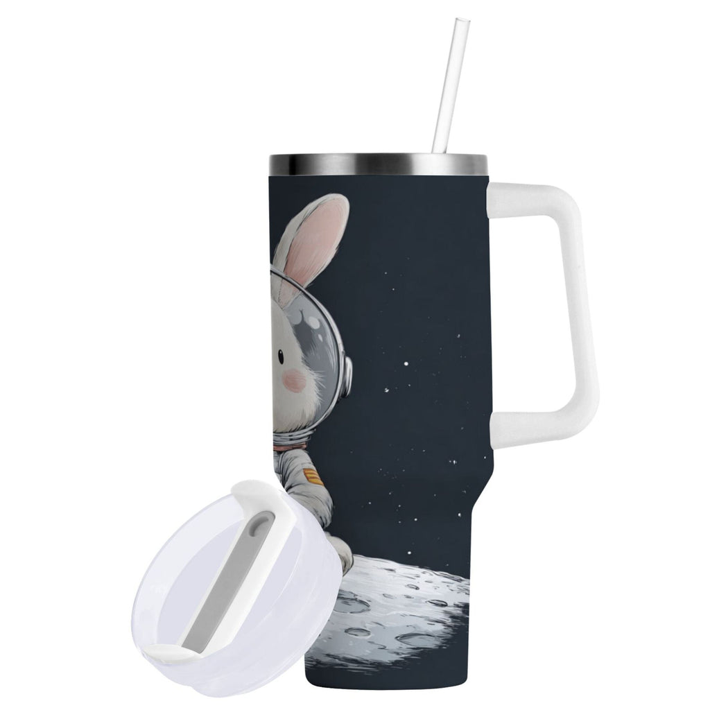 40 oz Insulated Stainless Steel Tumbler Double Wall Stainless Steel Tumbler with 2-Way Drinking Rabbit in A Space M673Y