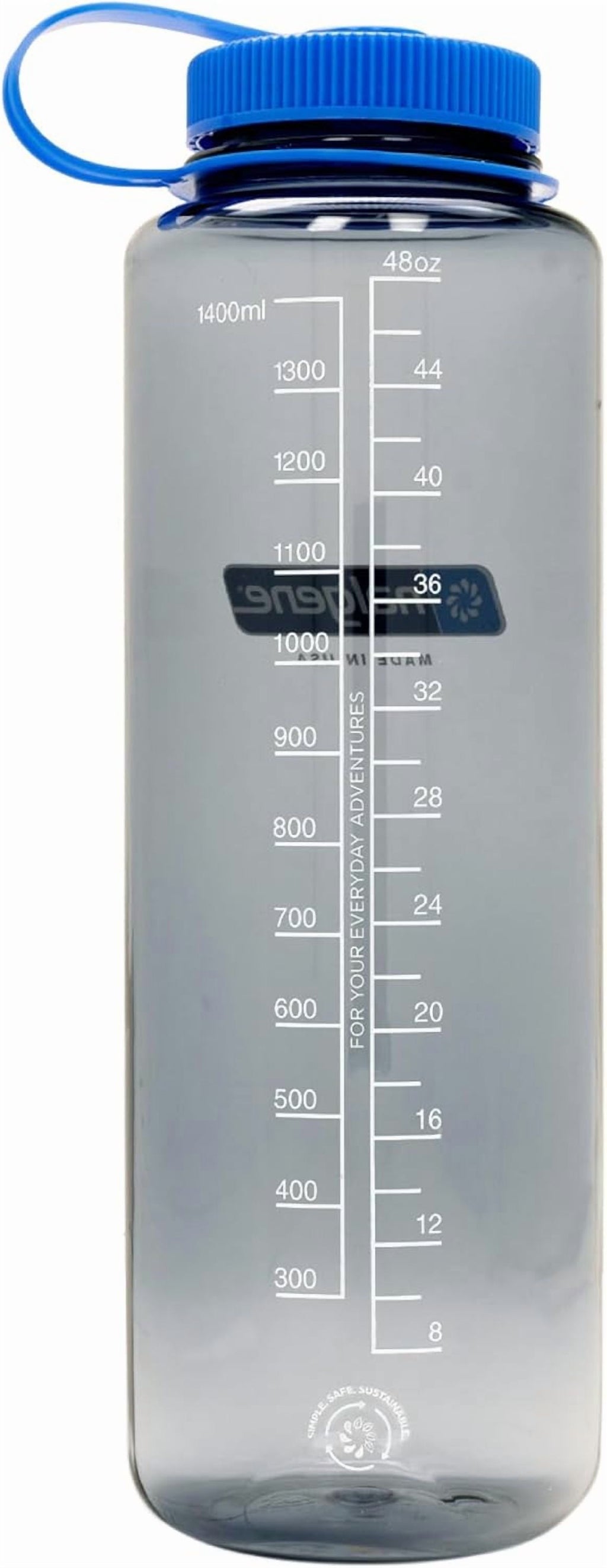 Nalgene Sustain Tritan BPA-Free Water Made with Material Derived from 50% Plastic Waste (using ISCC certified mass balance), 48 OZ, Wide Mouth, Cerulean M149D